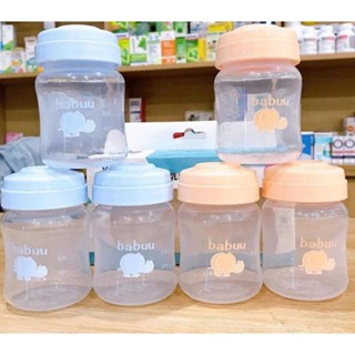  Bộ 3 Bình Trữ Sữa Babuu 120ml Nắp Được Núm Ti Cổ Rộng 