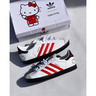 Giày Nhà Beo Giày Thể Thao Gaze Trắng Sọc Đỏ Giày Hello Kitty Giày Gaze Indoor x Hello Kitty Full Size