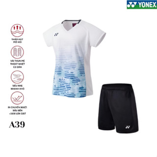 Bộ Quần Áo Cầu Lông YONEX Nữ Họa Tiết Siêu Đẹp, Co Giãn 4 Chiều, Thoát Mồ Hôi A39