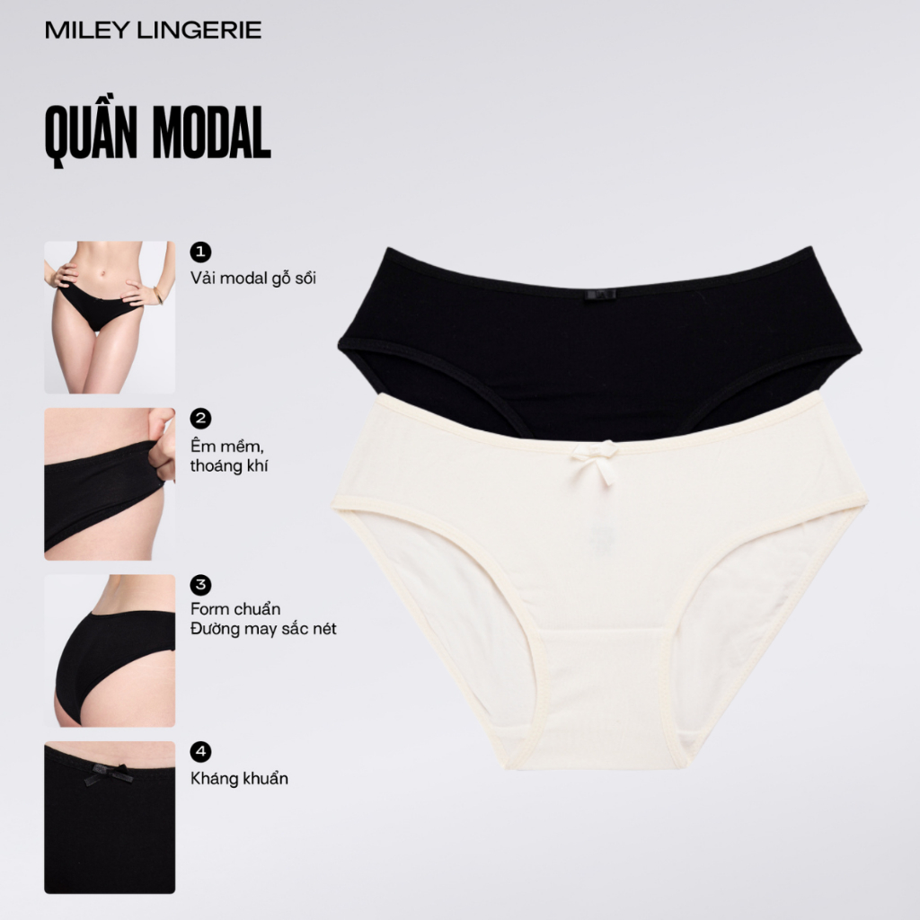 [Quần Lót Thở] Combo 2 Quần Lót Modal Visco Miley Lingerie Bikini Kháng Khuẩn BCS04