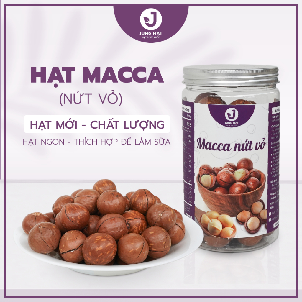 Hạt nấu sữa HẠT DINH DƯỠNG làm sữa HẠT MACCA NỨT VỎ -  JUNG HẠT