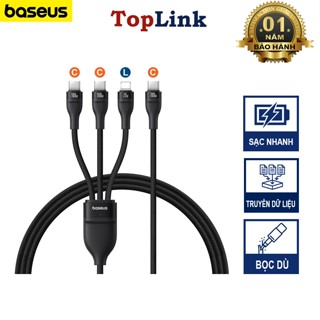  Cáp Sạc Nhanh 100w 3in1 C ra 2C+L Baseus Flash Series 3 Truyền Data 480Mbps Bọc Dù Cho IP SamSung Huawei Xiaomi OppO 