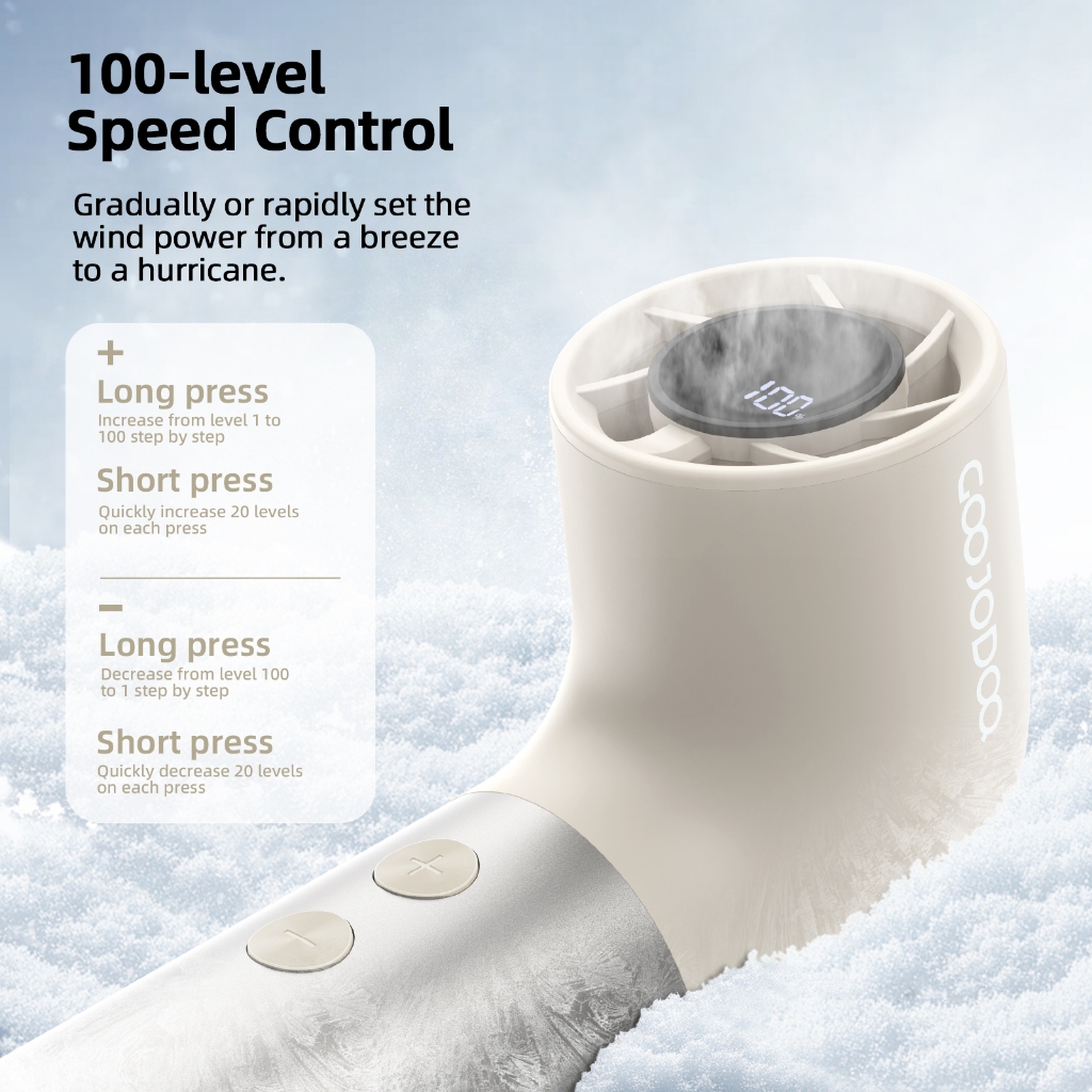 Quạt mini turbo ống nước tốc độ cao Goojodoq công suất gió 10X, có thể điều chỉnh 100 tốc độ, tay cầm bằng hợp kim nhôm | BigBuy360 - bigbuy360.vn