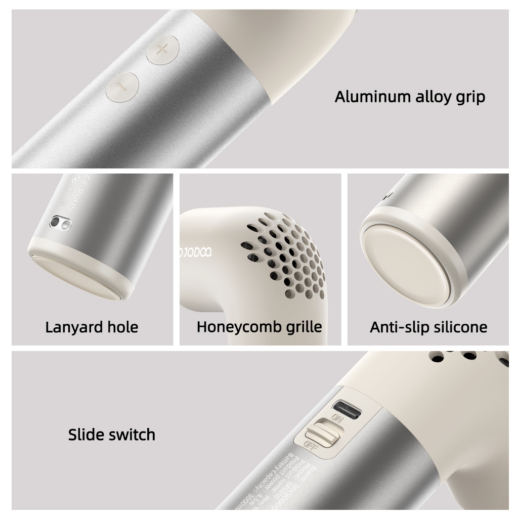 Quạt mini turbo ống nước tốc độ cao Goojodoq công suất gió 10X, có thể điều chỉnh 100 tốc độ, tay cầm bằng hợp kim nhôm | BigBuy360 - bigbuy360.vn