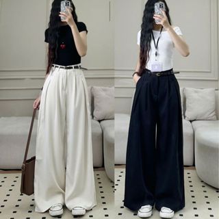 Quần tây công sở ống suông ly to chất GOLD ống rộng 33 cm phom dài chùm phủ chân Kimii 455 P10K5