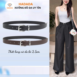 Thắt lưng nữ da bò thật HADADA size 2.5cm khoá kim loại sáng bóng, phong cách basic dễ phối đồ DV570