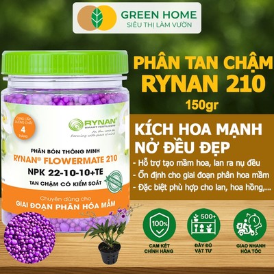 Phân Tan Chậm GreenHome, Rynan 210, Hũ 150gr, Dùng Cho Phong Lan Trưởng Thành, Đủ Dưỡng Chất