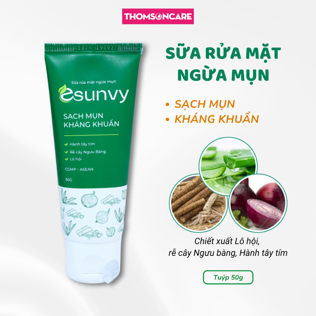 Sữa rửa mặt sạch mụn - Esunvy từ thảo dược, ngăn ngừa mụn đầu đen, mụn ẩn, mụn bọc, mụn cám, da dầu