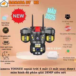   Mẫu xu hướng 2026  Camera YOOSEE ngoài trời 4 mắt 3 màn hình độ phân giải 30MP siêu nét giám sát ngoài trời chống nước 
