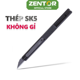 Dao Rọc Giấy Zentor Cao Cấp Lưỡi Thép Không Gỉ SK5 Dao Rọc Mini Bỏ Túi Kim Loại Dao Cắt Giấy Nhỏ Gọn