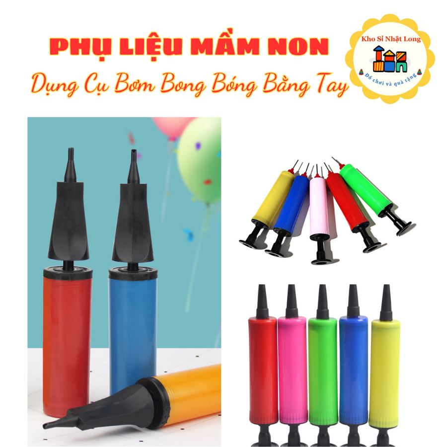 Ống Bơm Bong Bóng Bằng Tay, Bơm Phao Chơi Cát, Bóng Đá Cao Su Nhiều Màu Sắc, Giao Ngẫu Nhiên