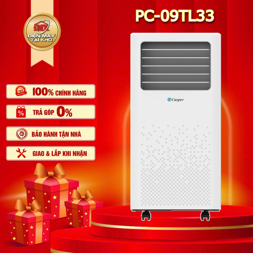 Điều hòa di động Casper PC 09TL33 9.000 BTU – Làm lạnh nhanh – Dàn tản nhiệt mạ vàng – Chính hãng Ca