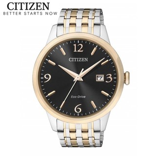 Đồng hồ nam citizen eco-drive dây thép không gỉ bm7304-59e - mặt đen