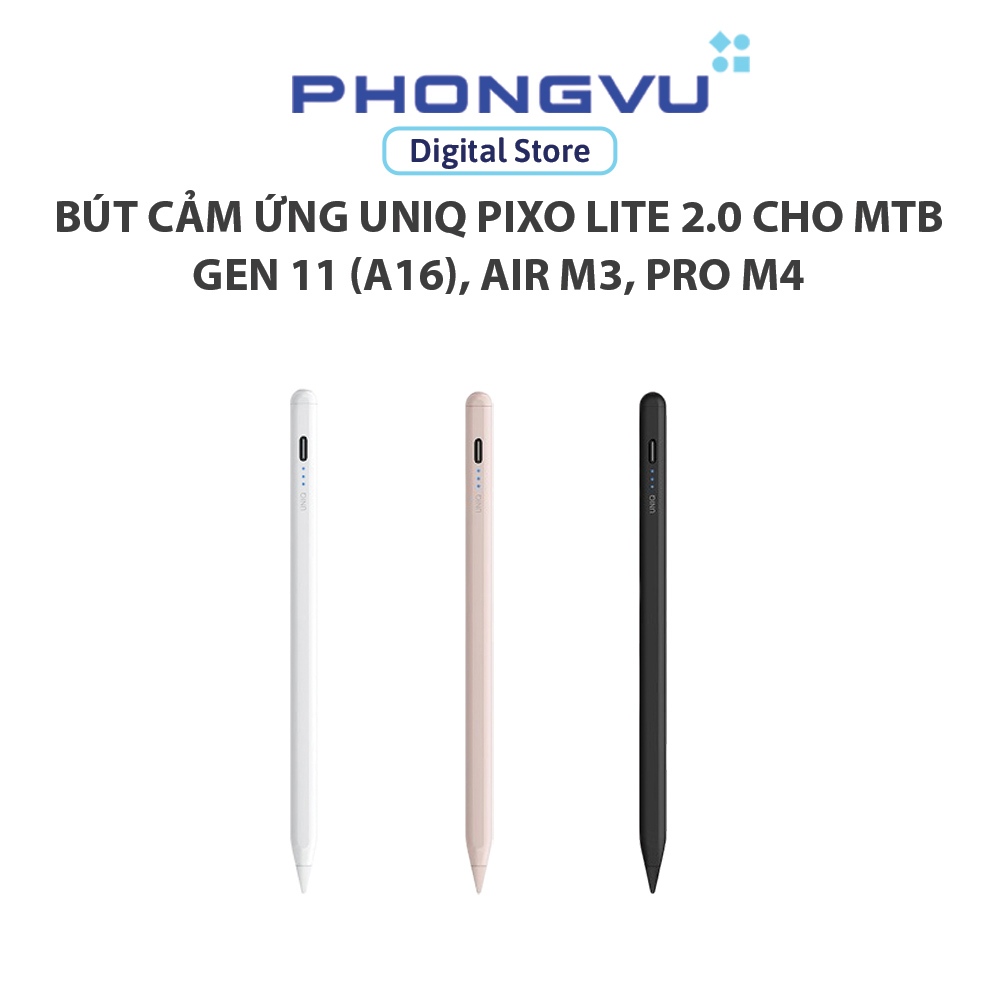 Bút cảm ứng UNIQ Pixo Lite 2.0 cho máy tính bảng Gen 11 (A16), Air M3, Pro M4 - Bảo hành 12 tháng