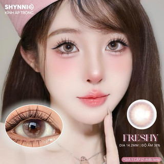   1 CẶP  Lens mắt BROWN giãn 14.2mm tone NÂU PHA HỒNG NHẸ dễ mang đi kèm makeup - SHYNNIE LENS  Lens Huế  🐰 