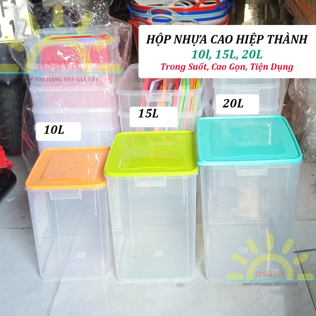 Hộp Nhựa Cao 10L - 15L - 20L Đựng Gạo, Thực Phẩm Cứng Cáp, Bền Đẹp, Tiện Dụng