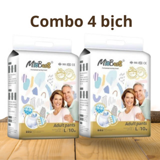 Combo 4 bịch ( mỗi bịch 10 miếng) bỉm/tã quần/dán người già Miobuss đủ size M/L/XL từ 35-80kg