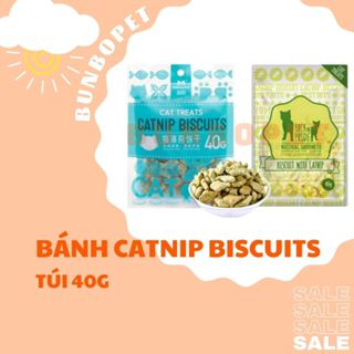  Bánh Thưởng Cho Mèo Catnip Biscuit Gói 40g - Snack Thưởng Làm Sạch Răng Giảm Hôi Miệng Cho Mèo 