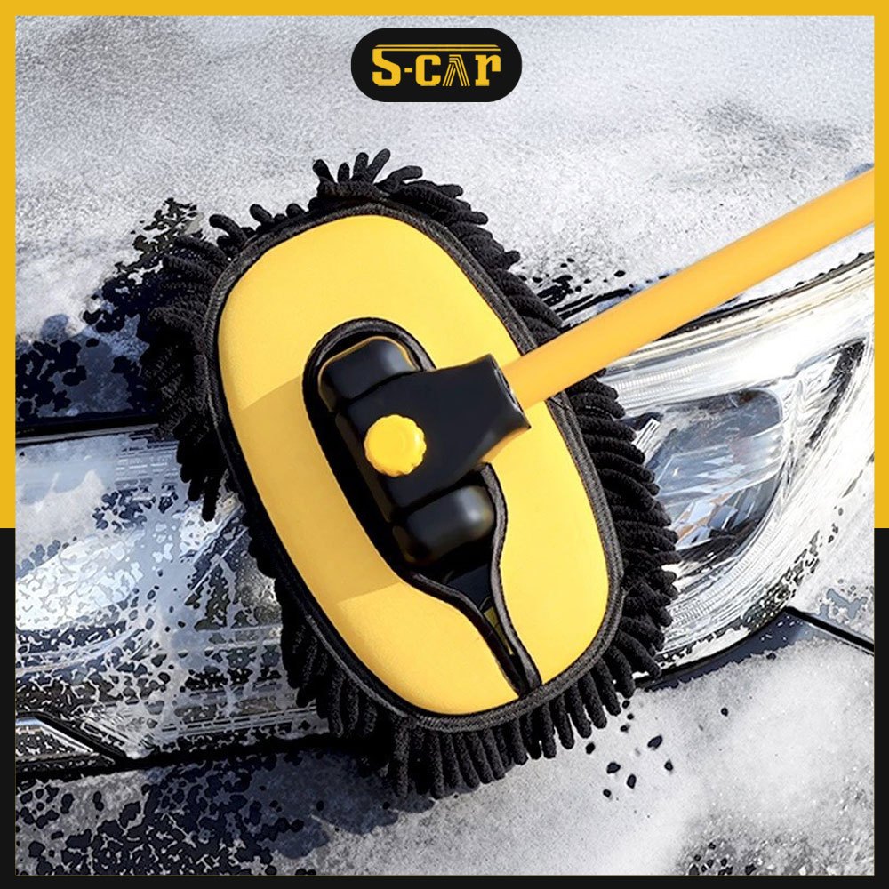 Chổi rửa xe ô tô đa năng có bán kèm miếng lau thay thế sợi mềm điều chỉnh được độ cong và độ dài tiện lợi