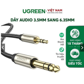 Cáp âm thanh audio 3,5mm sang 6,5mm hai đầu dương 1m ugreen 10625 phân phối chính hãng bh 18 tháng