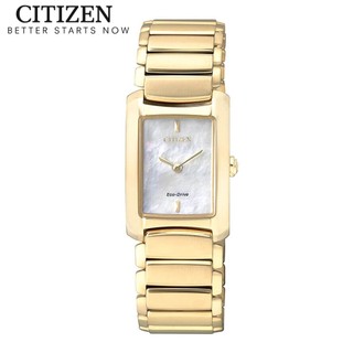 Đồng hồ nữ citizen eco-drive dây thép không gỉ eg2973-55d - mặt xà cừ