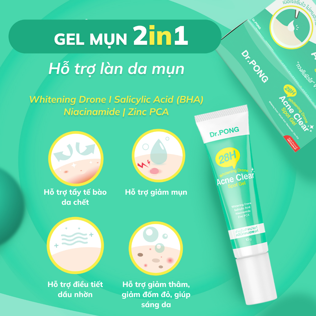 Gel mụn Dr.PONG 28H Whitening Drone Acne Clear Spot 10g | BigBuy360 - bigbuy360.vn