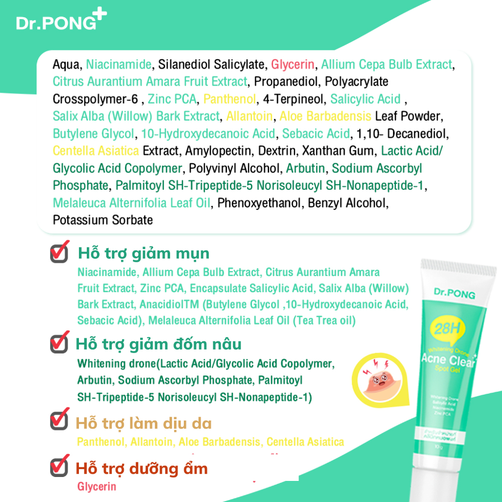 Gel mụn Dr.PONG 28H Whitening Drone Acne Clear Spot 10g | BigBuy360 - bigbuy360.vn