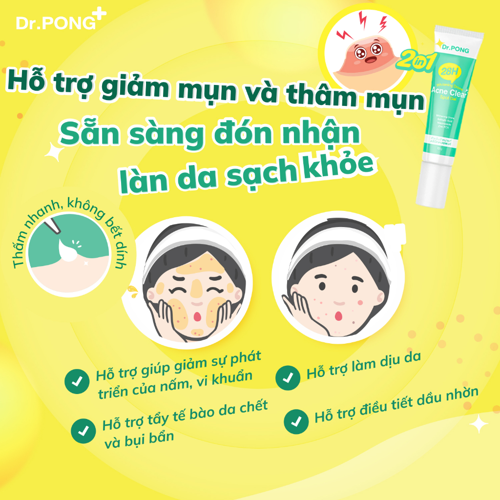 Gel mụn Dr.PONG 28H Whitening Drone Acne Clear Spot 10g | BigBuy360 - bigbuy360.vn