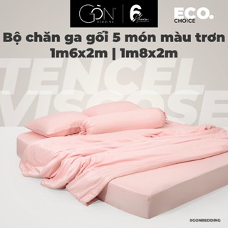 Bộ Chăn Ga Gối 5 Món Gòn Bedding Lụa Tencel Viscose Cao Cấp Màu Trơn 1m6x2m | 1m8x2m