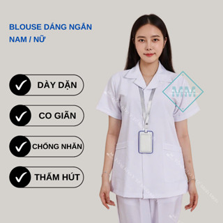 Bộ quần áo blouse cộc tay, dài tay blu dáng ngắn y tá, điều dưỡng, dược sĩ, spa, y tế