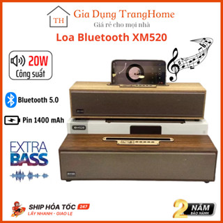 Loa Bluetooth Vỏ Gỗ XM 520 Bass Mạnh Công Suất 20W Siêu Trầm Có Giá Đỡ Điện Thoại Bảo Hành 2 Năm