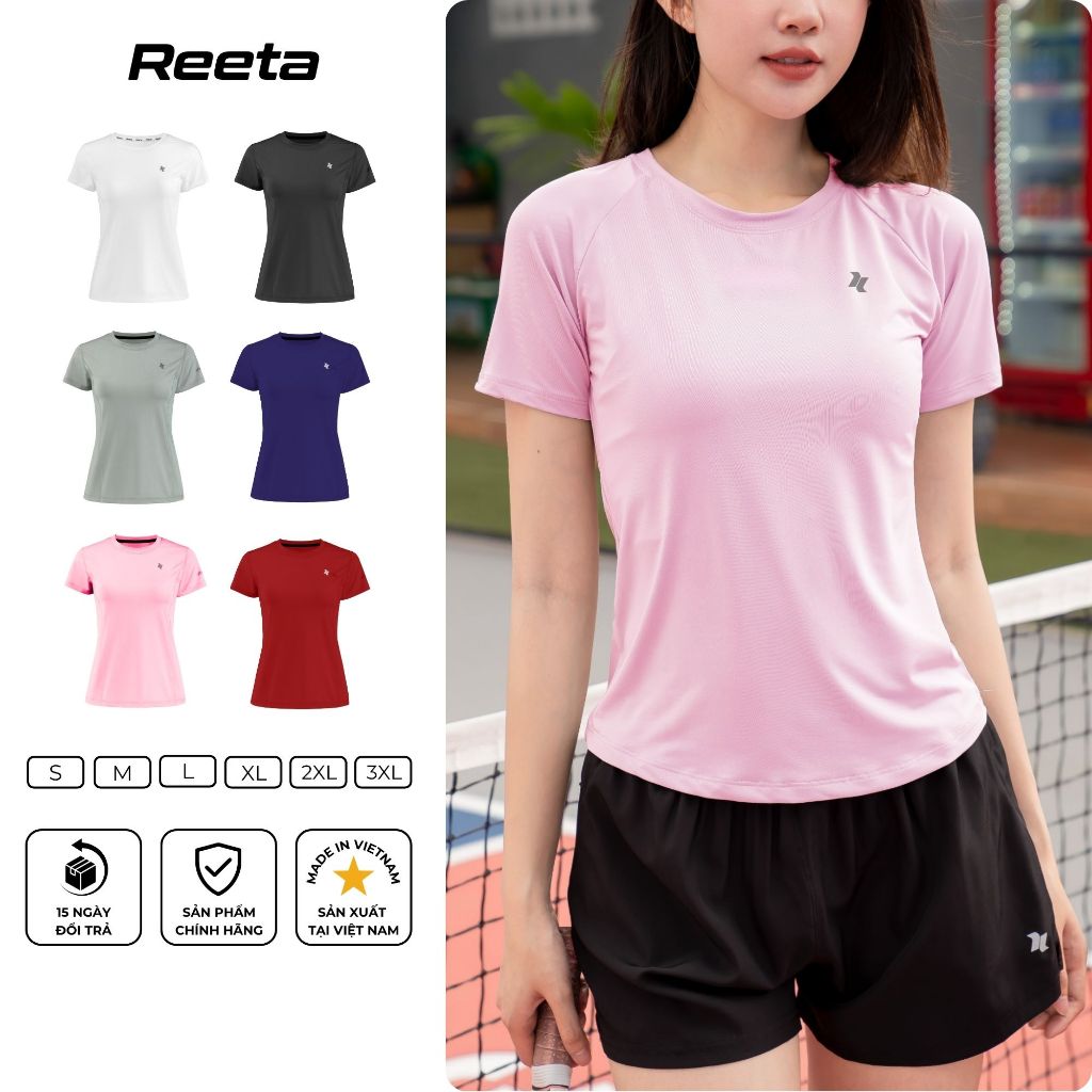 Áo thun thể thao nữ cổ tròn Reeta tập gym, yoga, chạy bộ,chất liệu thoáng khí năng động trẻ trung-A3087