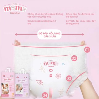 [Quà Nhỏ]COMBO 2 Bịch Bỉm Tã Dán/Quần MOMO DIAMOND Hoa Anh Đào Cao Cấp(Đủ Size)