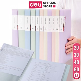  File Lá Deli A4 Đựng Tài Liệu – 20 30 40 60 Lá – Nhựa Trong Suốt Màu Pastel Bền Đẹp,Tiện Lợi 