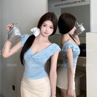 Áo Thun Nữ Trễ Vai Jennie, Áo Thun Nữ Ôm Body Xoắn Ngực Thời Trang Tôn Dáng A36