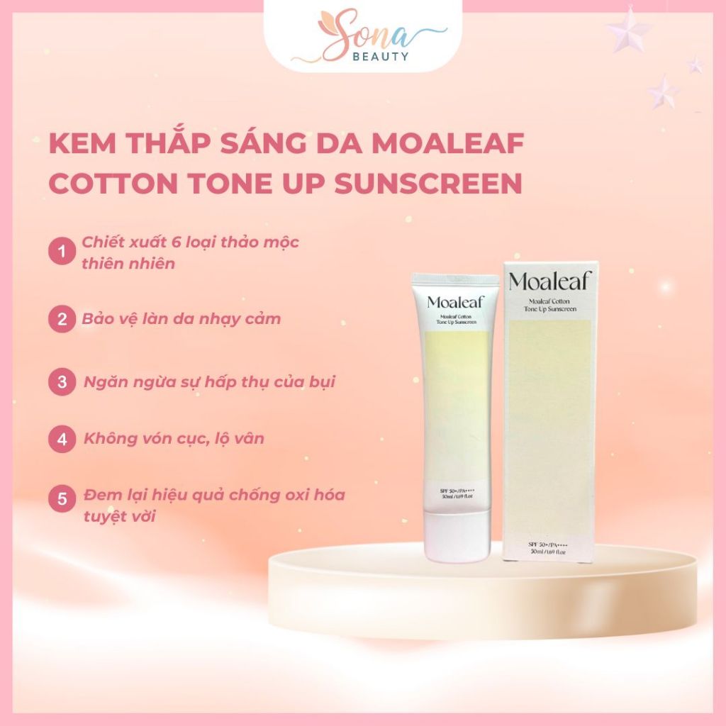 Kem thắp sáng da MOALEAF Cotton Tone Up Sunscreen - HÀN QUỐC