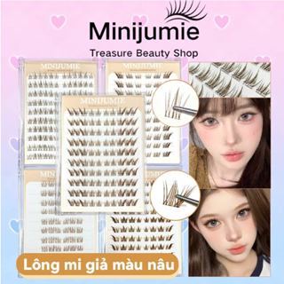 Mi Giả Minijumie Tách Sợi Tự Nhiên Mi Cụm Màu Nâu Hoa Hướng Dương Sử Dụng Cho Người Mới Trang Điểm