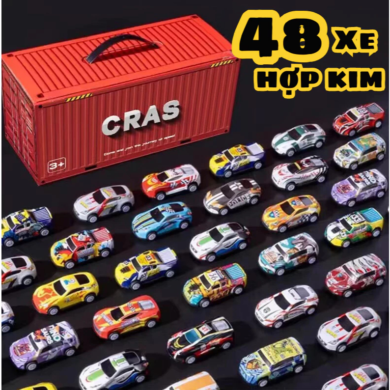Hộp 48 Xe Ô Tô Đồ Chơi Hộp Container Có Sa Hình Xe Container Thùng Xe Ô Tô Hợp Kim Đồ Chơi Cho Bé Tr