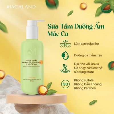 Sữa Tắm Dưỡng Ẩm Mắc Ca MACALAND 250ml/500ml Không Sulfate, Cấp Ẩm, Dưỡng Da Sáng Mịn
