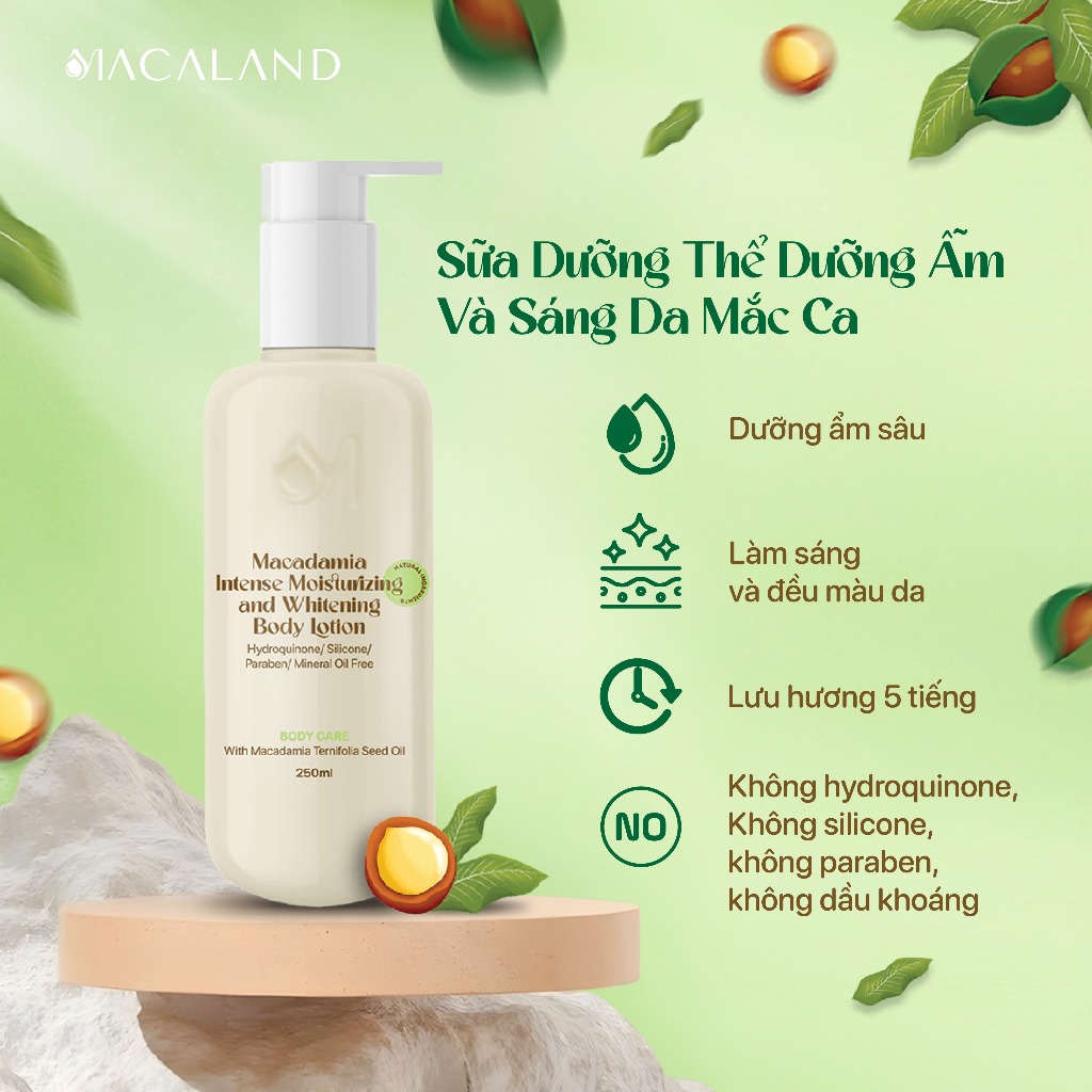  Sữa Dưỡng Thể Body Lotion Mắc Ca MACALAND 250ml Dưỡng Ẩm Sáng Da Lưu Hương Thơm Dịu Nhẹ 