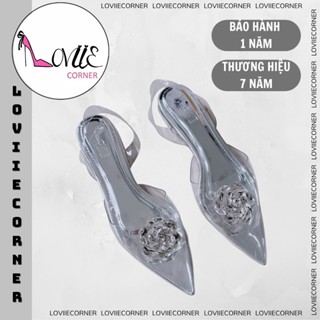 LOVIIECORNER - GIÀY SANDAL BÍT MŨI QUAI MICA ĐÍNH HOA ĐÁ - SANDALT BỆT NỮ THỜI TRANG HỞ HẬU  - S250601 -  G250521