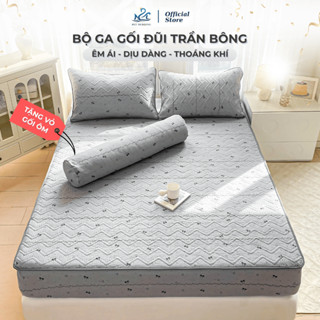 Bộ Ga Gối Đũi Trần Bông – Mềm Mịn Mát Lạnh M2T BEDDING - Tặng kèm vỏ gối ôm