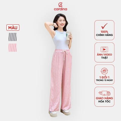 Quần suông nữ CARDINA chất liệu đũi sọc cạp chun basic trẻ trung 5QDT27