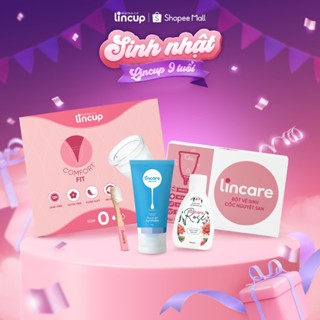Cốc nguyệt san Lincup chính hãng size 25ml/34ml/40ml nhập khẩu Mỹ và bộ 4 sản phẩm thiết yếu hỗ trợ dùng cốc nguyệt san