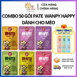  COMBO 50 Gói Pate Wanpy Happy Hoàn Toàn Tự Nhiên Dành Cho Mèo Mọi Lứa Tuổi Gói 70G Xoài Non Petshop 