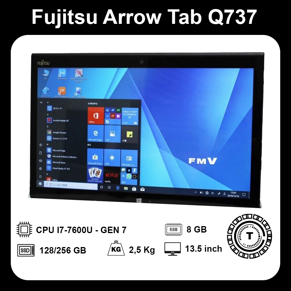 [SIÊU BỀN NHẬT] Fujitsu Arrows Tab Q738/Q737/Q736 – Core i5-8350U | Ram 8GB | SSD 128GB