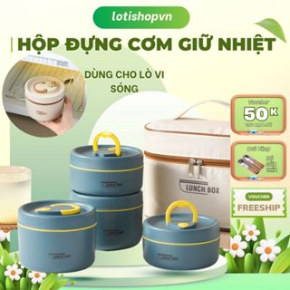 Hộp cơm giữ nhiệt văn phòng lúa mạch Inox 304 chống gỉ cao cấp nhiều ngăn sang trọng lotishop