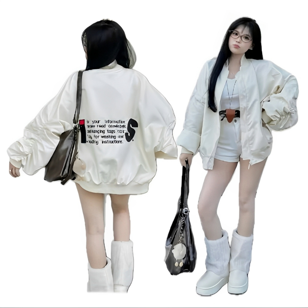 Áo Khoác Bomber Jacket Tay Nhún Nam nữ V1 Thêu Full Chữ - Áo Khoác Gió Bomber Dù Tay Nhún V1 Fom Rộng Siêu Xinh