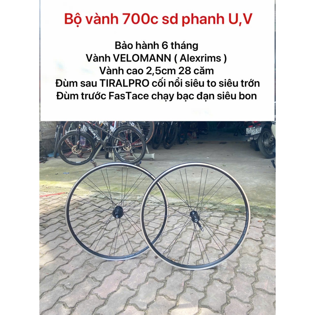 Cặp vành xe đạp road , touring bánh 700c sd phanh U , V ( phanh bóp vanh ) .Bộ vành cối nổ siêu to s