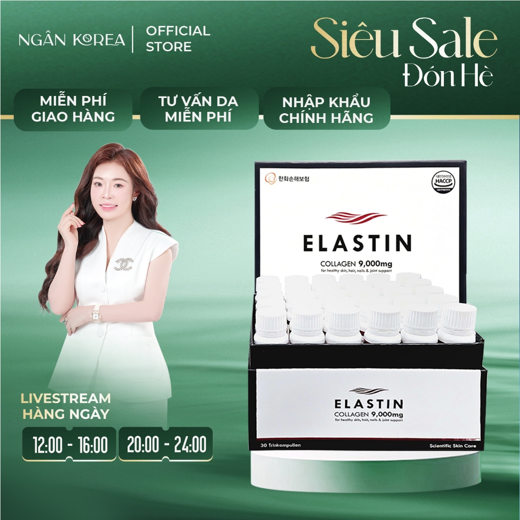 Elastin collagen 9000mg Dr.LB Giảm Nếp Nhăn, Ngăn Lão Hóa, Dưỡng Trắng hộp 30 ống Chính Hãng Hàn Quốc